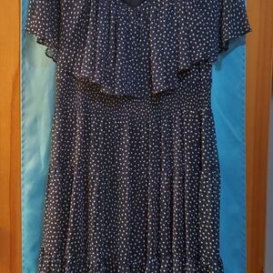 Danny & Nicole Navy Blue Polka Dot Maxi Dress